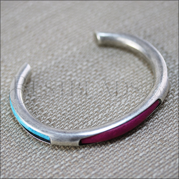 TRIPLE 5mm ROUND SETTING cuff ANT SILVER - 1 pc
