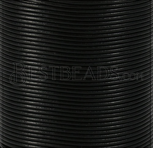 1.5mm round Indian leather - BLACK - 100m spool