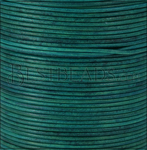 1.5mm round Indian leather - TURQUOISE NATURAL - 100m spool