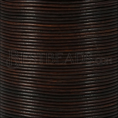 1.5mm round Indian leather - BROWN MAHOGANY - 100m spool