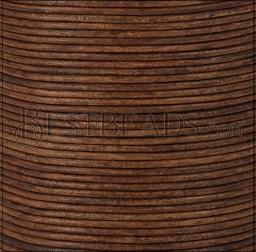 1.5mm round Indian leather - ANT. BROWN - 100m spool