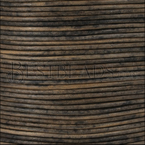 1.5mm round Indian leather - ANT. GRAY NATURAL - 100m spool