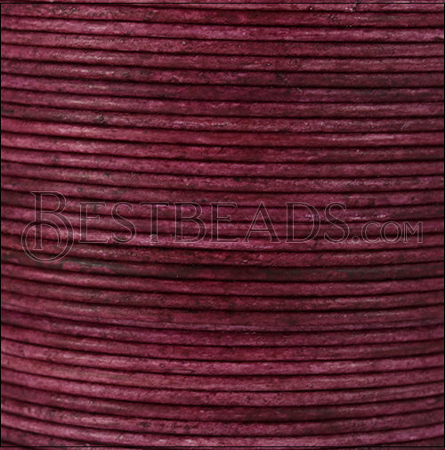 2mm round Indian leather - FROZEN PLUM - 100m spool
