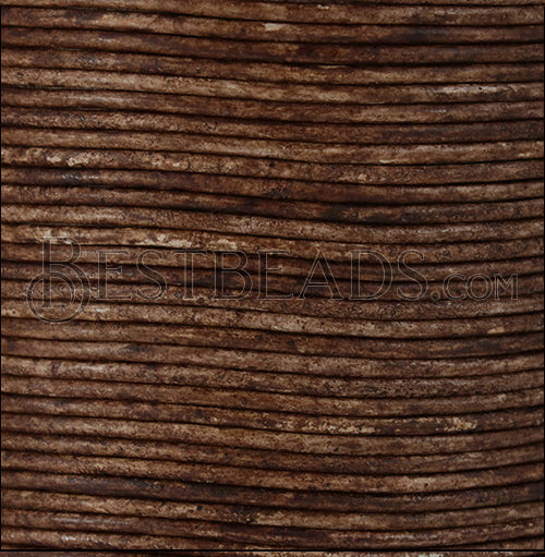 2mm round Indian leather - CHALKY BROWN - 100m spool