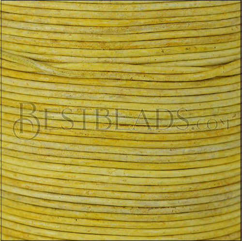 2mm round Indian leather - OPAL YELLOW - 100m spool