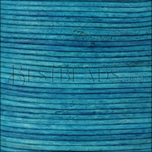 2mm round Indian leather - ICY BLUE - 100m spool
