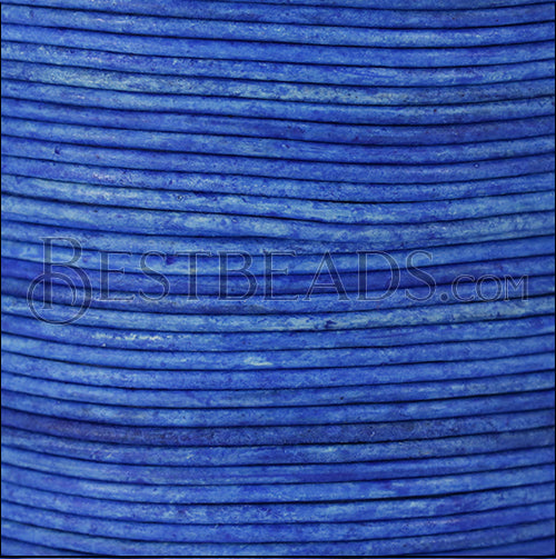 2mm round Indian leather - BLUE LAPIS - 100m spool