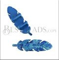 10mm flat INKED FEATHER OCEAN - 5 pcs