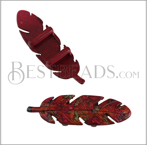 10mm flat INKED FEATHER LEAVES - 5 pcs