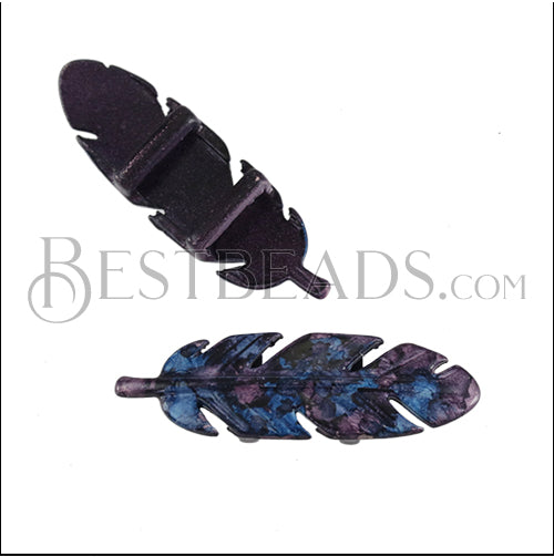 10mm flat INKED FEATHER GALAXY - 5 pcs
