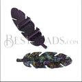 10mm flat INKED FEATHER TANZANITE - 5 pcs