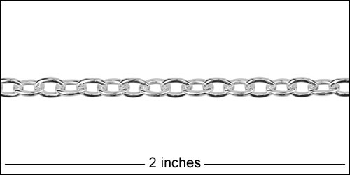 STERLING SILVER medium thick cable chain - 1 foot
