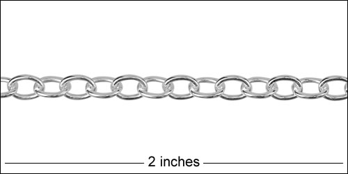 STERLING SILVER medium thick cable chain - 1 foot