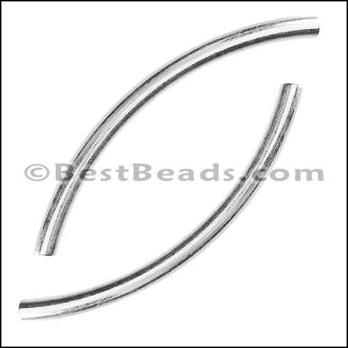 2mm x 48mm KEEGAN TUBE slider bead ANT SILVER - 10 pcs