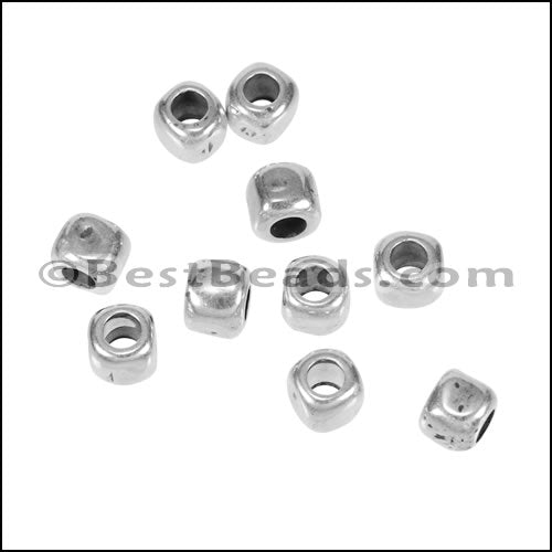 2.9mm round SQUARE bead ANT SILVER - 10 pcs
