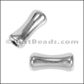 3mm round LONG BONE bead ANT SILVER - 10 pcs