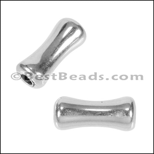 3mm round LONG BONE bead ANT SILVER - 10 pcs