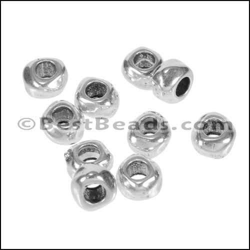 4mm round MED HAMMERED bead ANT SILVER - 10 pcs