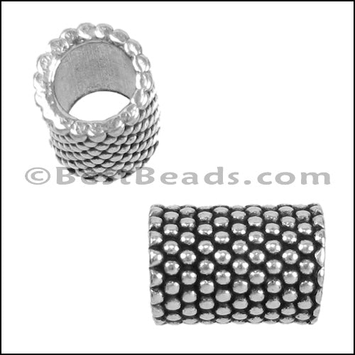 5mm round SMALL DOTS LONG BEAD bead ANT SILVER - 10 pcs
