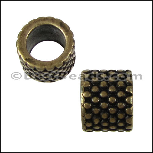 5mm round SMALL DOTS SHORT bead ANT BRASS - 10 pcs