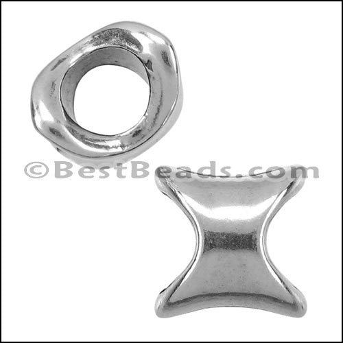 5mm round BOWTIE bead ANT SILVER - 10 pcs