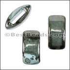8mm flat GUNMETAL:TURQUOISE 10mm Wide Ceramic bead - 10 pcs