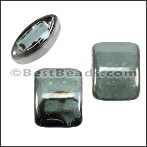 8mm flat GUNMETAL:TURQUOISE 15mm Wide Ceramic bead - 10 pcs