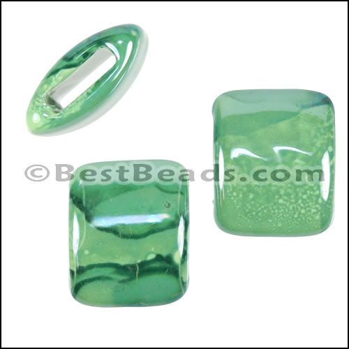 8mm flat TEAL:LIME 15mm Wide Ceramic bead - 10 pcs