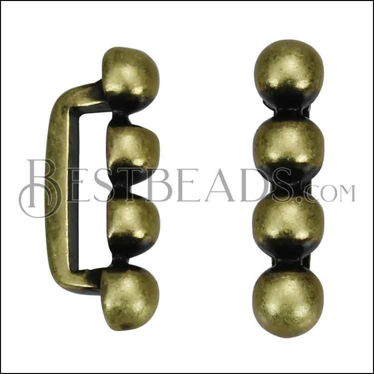 10mm flat 4 DOT BAR spacer ANT BRASS - 10 pcs