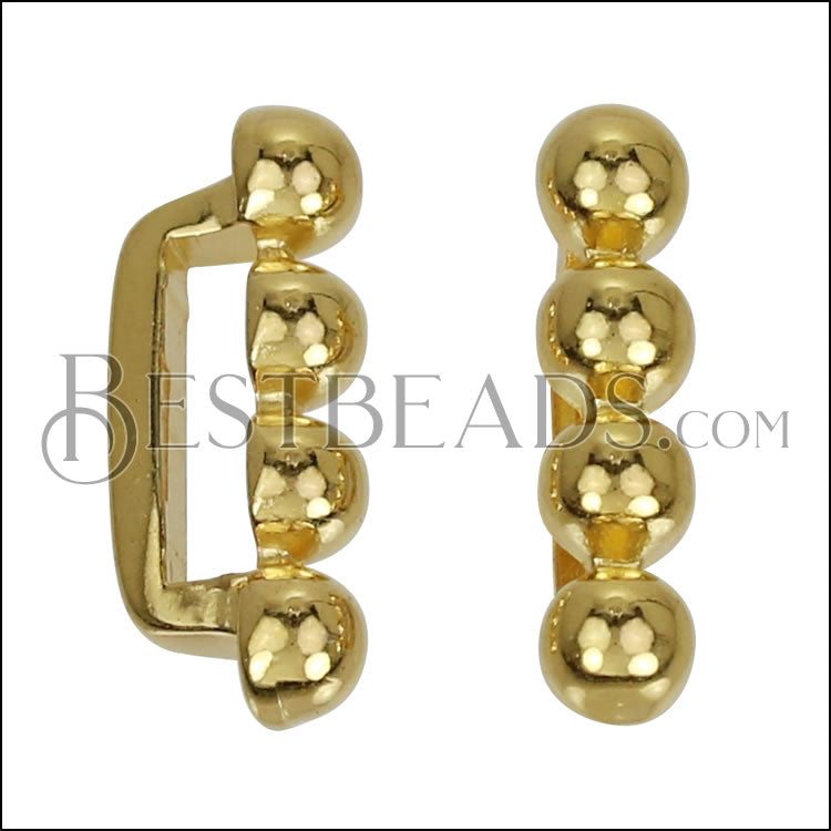 10mm flat 4 DOT BAR spacer SHINY GOLD - 10 pcs