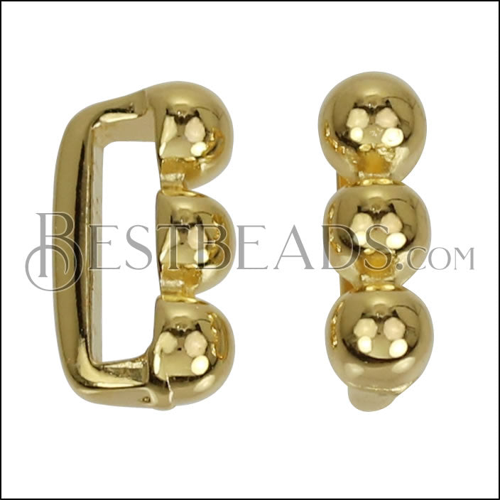 10mm flat 3 DOT BAR spacer SHINY GOLD - 10 pcs