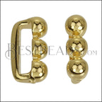 10mm flat 3 DOT BAR spacer SHINY GOLD - 10 pcs