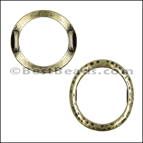 10mm flat LARGE HAMMERED RING spacer ANT BRASS - 5 pcs