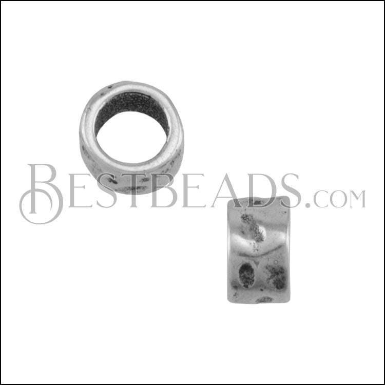 5mm round HAMMERED slider ANT SILVER - 10 pcs