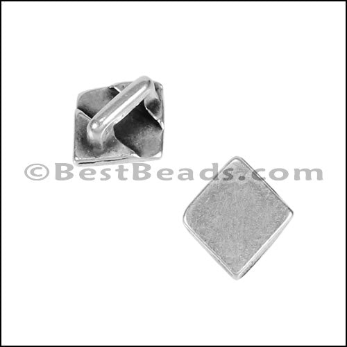 Tiny Flat DIAMOND slider ANT SILVER - 10 pcs