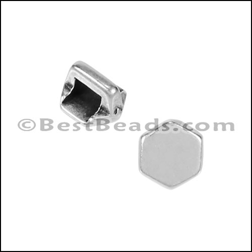 Tiny Flat HEXAGON slider ANT SILVER - 10 pcs