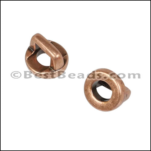 3mm flat ROUND FRAME slider ANT COPPER - 10 pcs