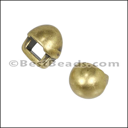 3mm flat ROUND STUD slider ANT BRASS - 10 pcs