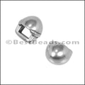 3mm flat ROUND STUD slider ANT SILVER - 10 pcs
