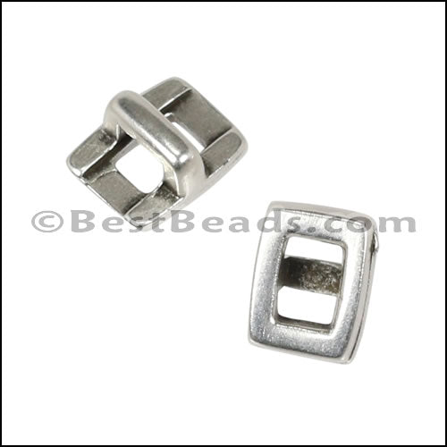 3mm flat RECTANGLE FRAME slider ANT SILVER - 10 pcs