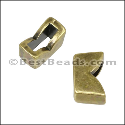 6mm flat NOTCHED slider ANT BRASS - 10 pcs