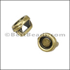 3mm flat ROUND BEZEL slider ANT BRASS - 10 pcs