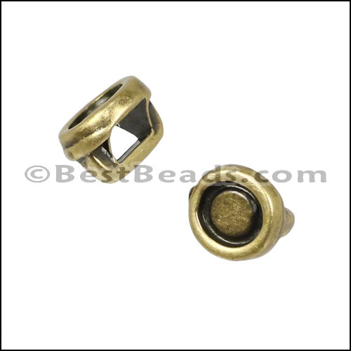 3mm flat ROUND BEZEL slider ANT BRASS - 10 pcs