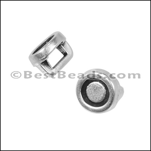 3mm flat ROUND BEZEL slider ANT SILVER - 10 pcs
