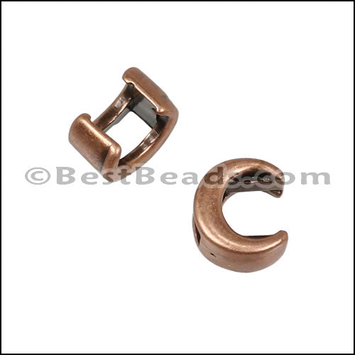 3mm flat CRESCENT MOON slider ANT COPPER - 10 pcs