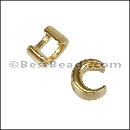 3mm flat CRESCENT MOON slider SHINY GOLD - 10 pcs