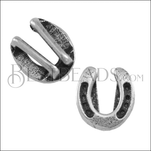 5mm flat HORSESHOE slider ANT SILVER - 10 pcs
