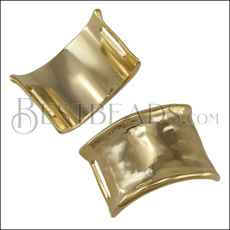 20mm flat LARGE RUSTIC FRAME slider SHINY GOLD - 1 piece