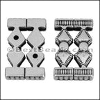 30mm flat DOUBLE ORNATE HOURGLASS slider ANT SILVER - 10 piece