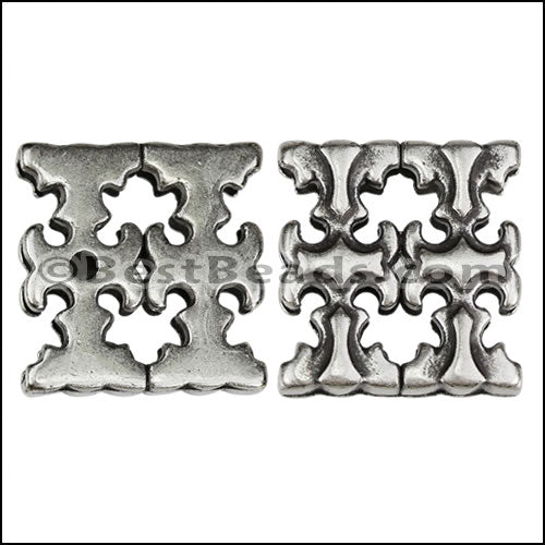 20mm flat GOTHIC DOUBLE CROSS slider ANT SILVER - 10 pcs